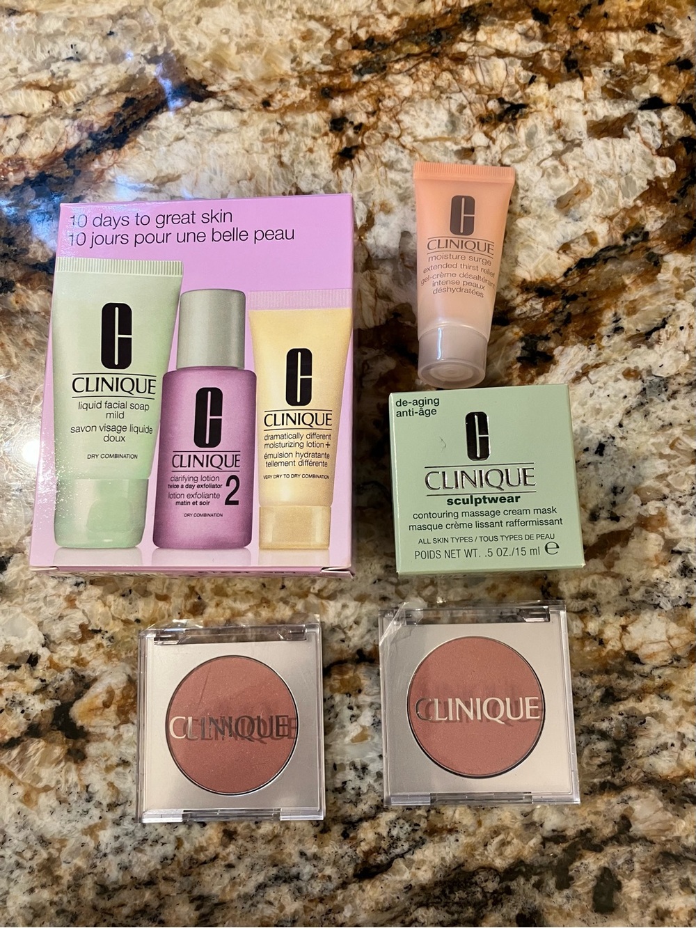 Clinique Women Makeup Set with Pink Blush Cream Mask and Lotions